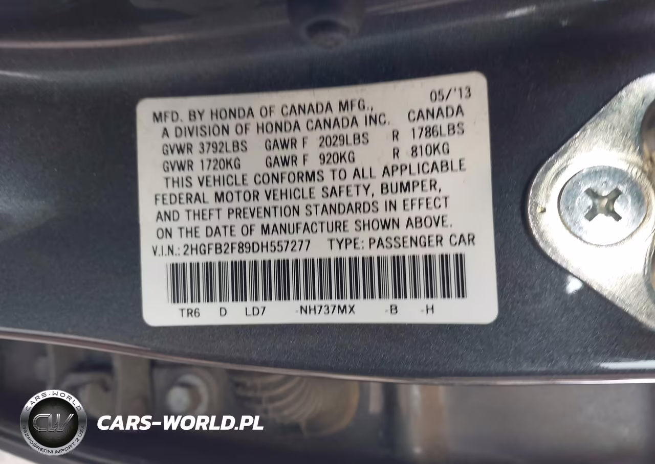 2013 Honda Civic Ex VIN:2HGFB2F89DH557277 - 9