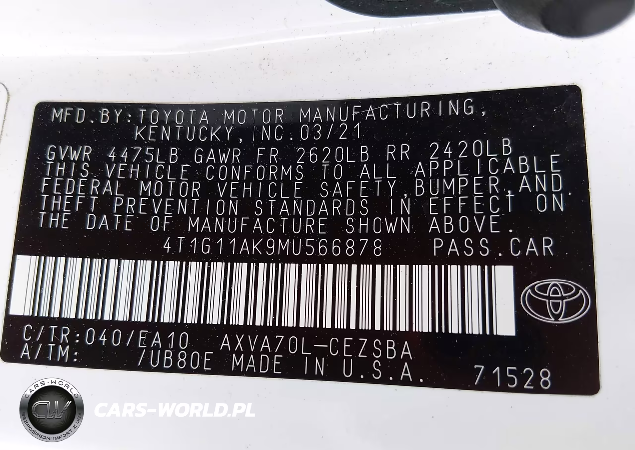 2021 Toyota Camry Se VIN:4T1G11AK9MU566878 - 9