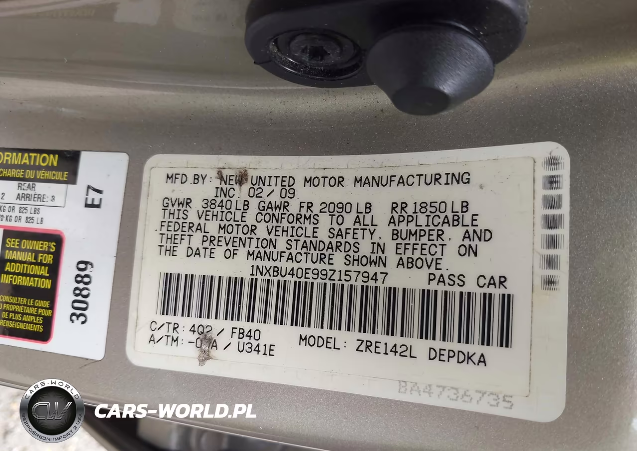 2009 Toyota Corolla Le VIN:1NXBU40E99Z157947 - 9