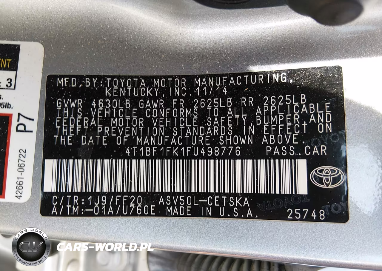 2015 Toyota Camry Se VIN:4T1BF1FK1FU498776 - 9