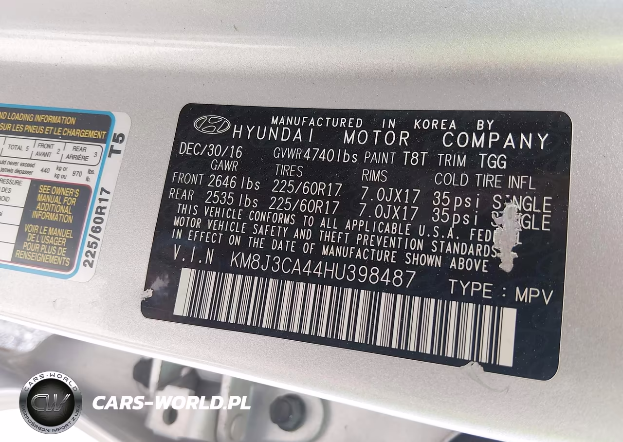 2017 Hyundai Tucson Se VIN:KM8J3CA44HU398487 - 9