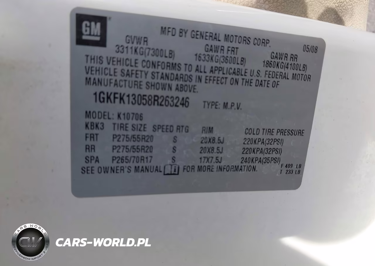2008 GMC Yukon Slt VIN:1GKFK13058R263246 - 9