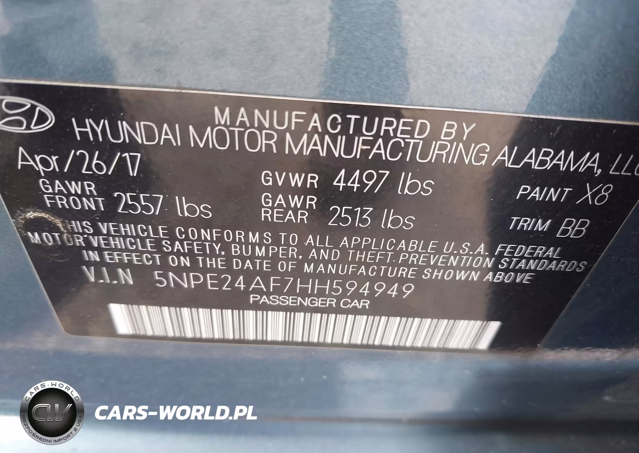 2017 Hyundai Sonata Se VIN:5NPE24AF7HH594949 - 9