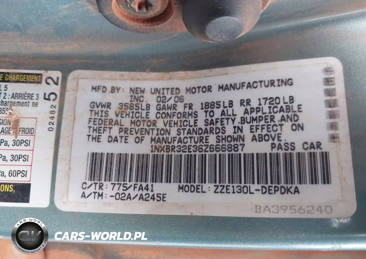 2006 Toyota Corolla Ce VIN:1NXBR32E36Z666887 - 9