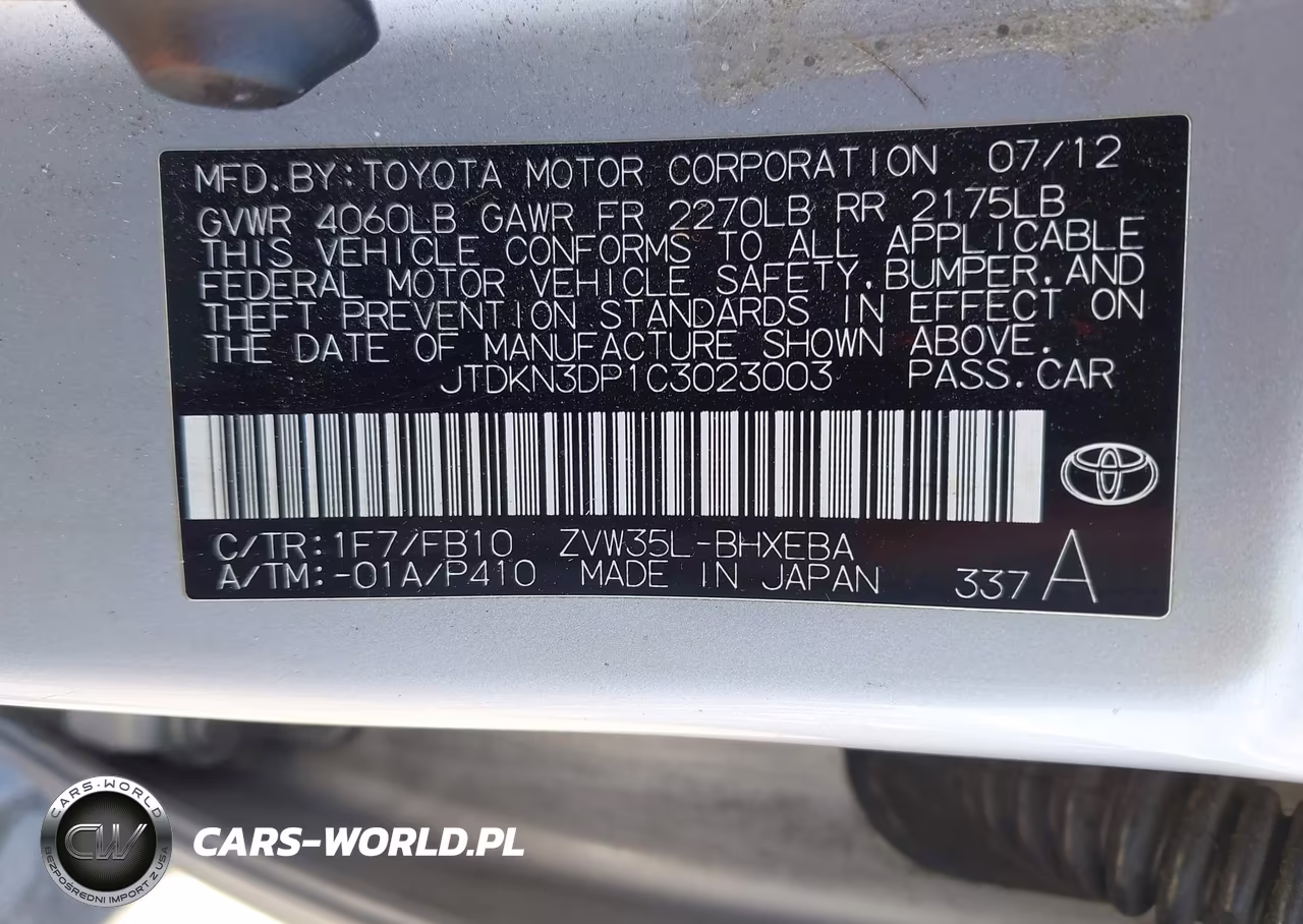 2012 Toyota Prius Plug-In VIN:JTDKN3DP1C3023003 - 9