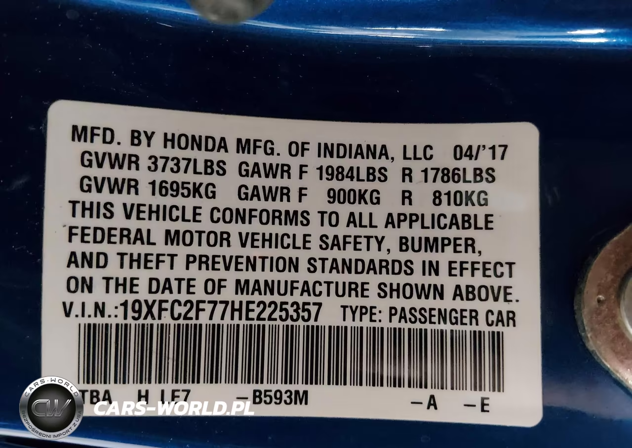 2017 Honda Civic Ex VIN:19XFC2F77HE225357 - 9