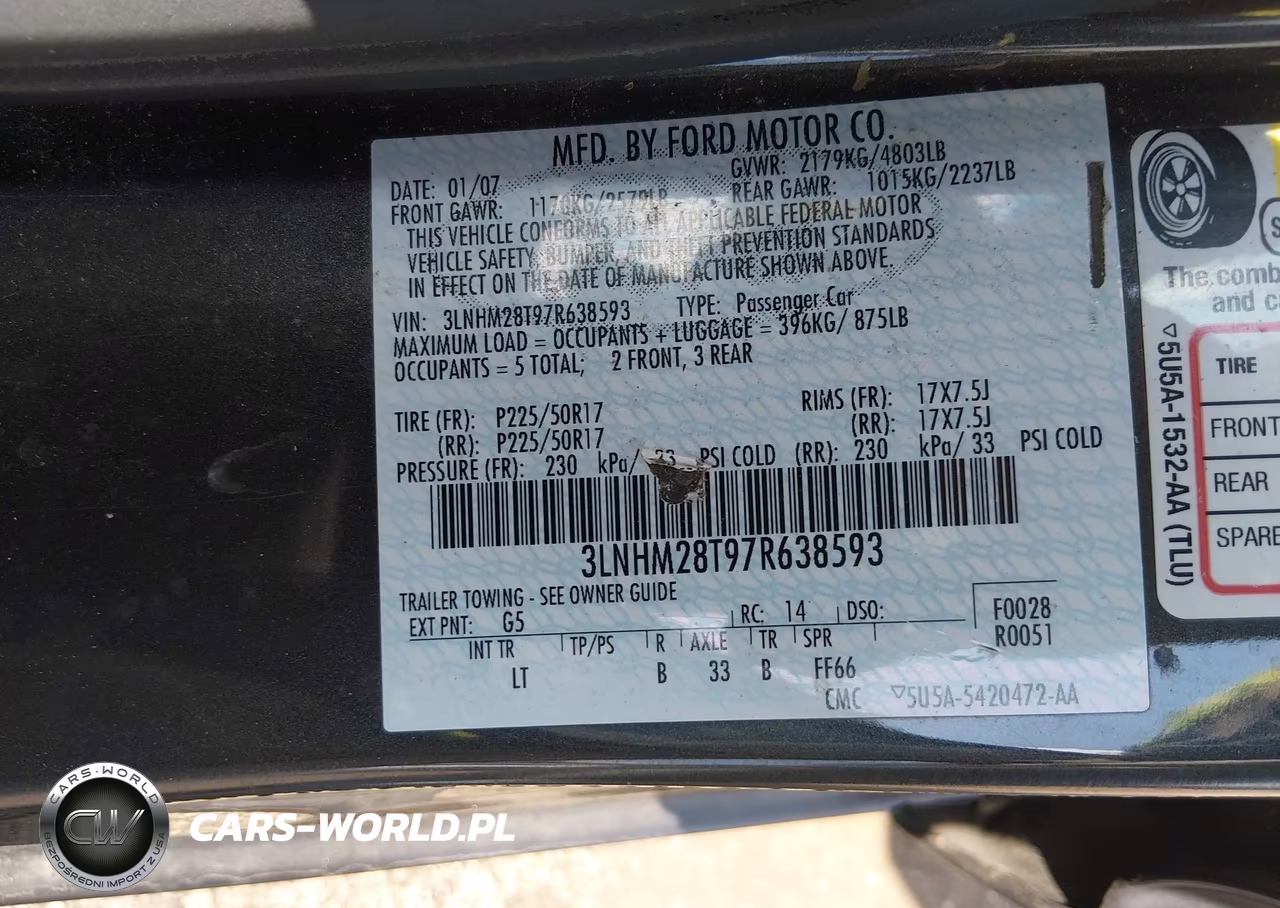 2007 Lincoln Mkz VIN:3LNHM28T97R638593 - 9