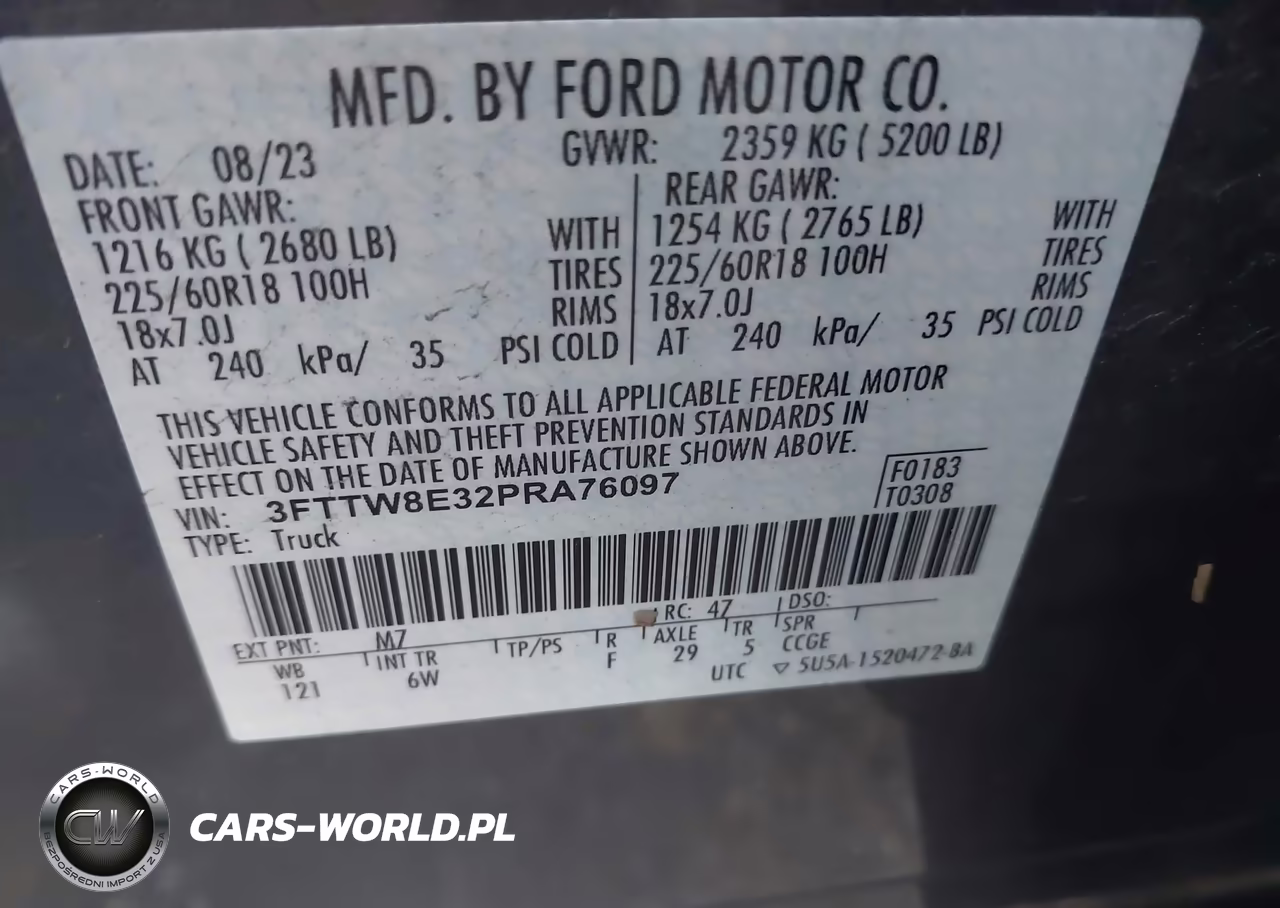 2023 Ford Maverick Lariat VIN:3FTTW8E32PRA76097 - 9