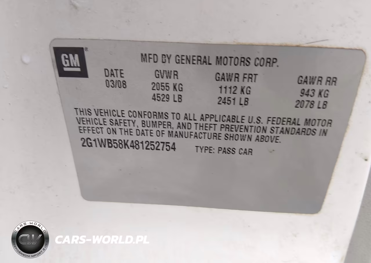 2008 Chevrolet Impala Ls VIN:2G1WB58K481252754 - 9