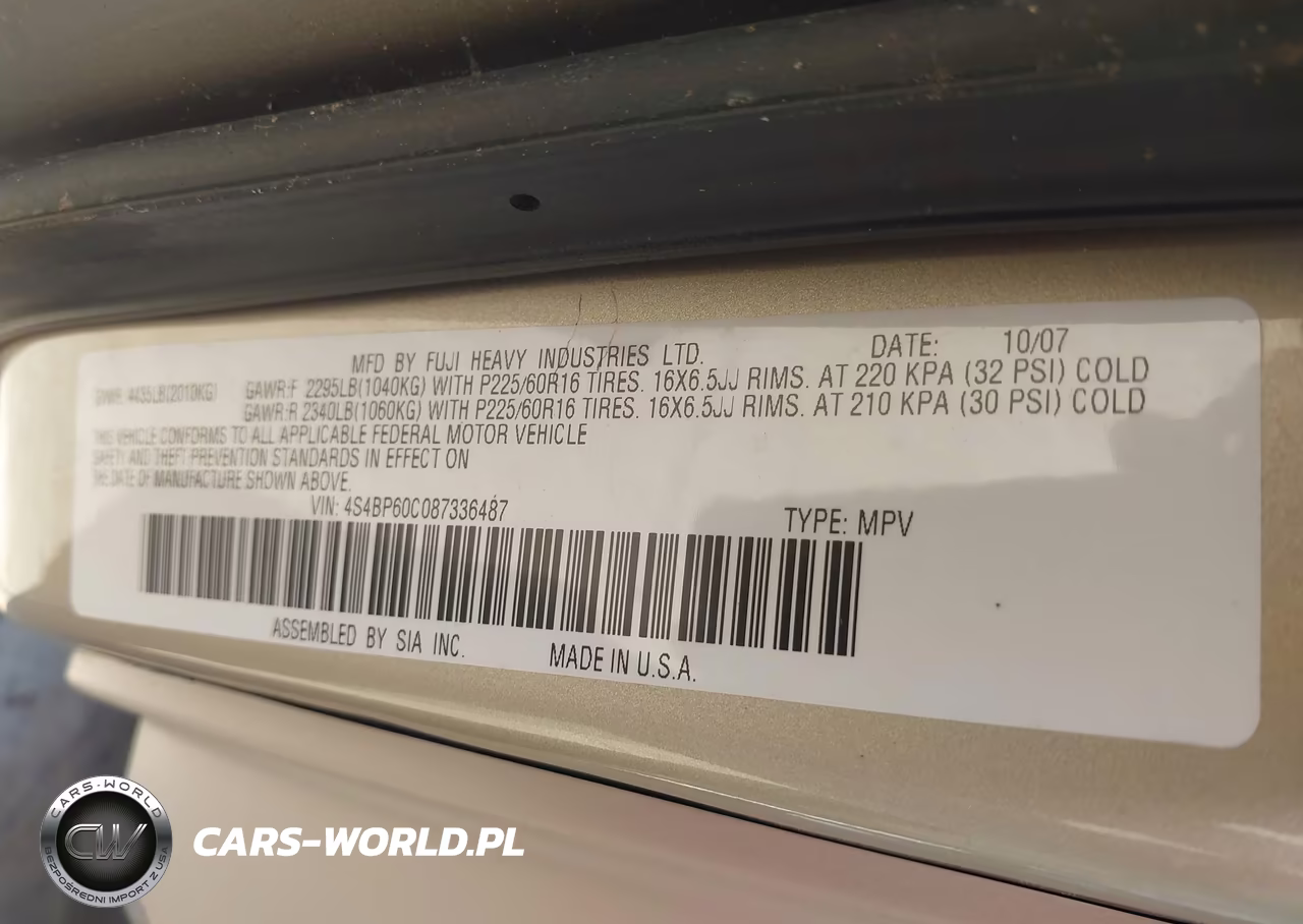 2008 Subaru Outback VIN:4S4BP60C087336487 - 7