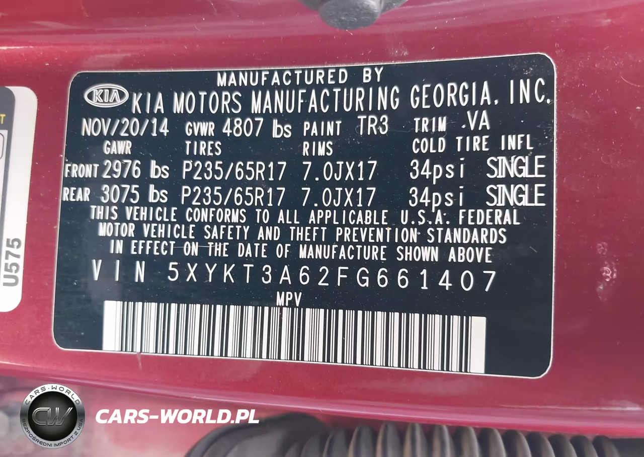 2015 Kia Sorento Lx VIN:5XYKT3A62FG661407 - 9