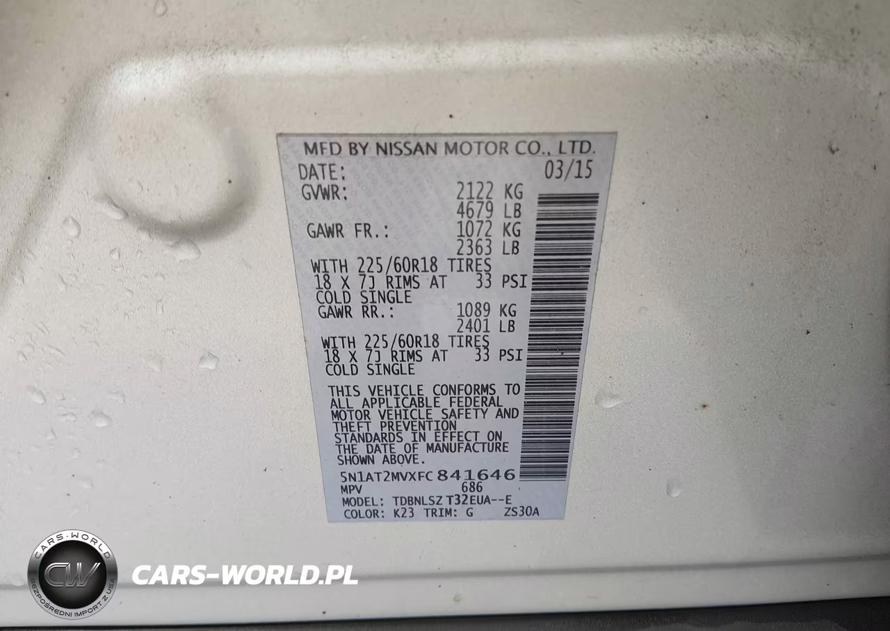 2015 Nissan Rogue Sl VIN:5N1AT2MVXFC841646 - 9