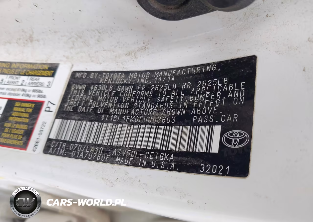2015 Toyota Camry Xle VIN:4T1BF1FK6FU003603 - 9