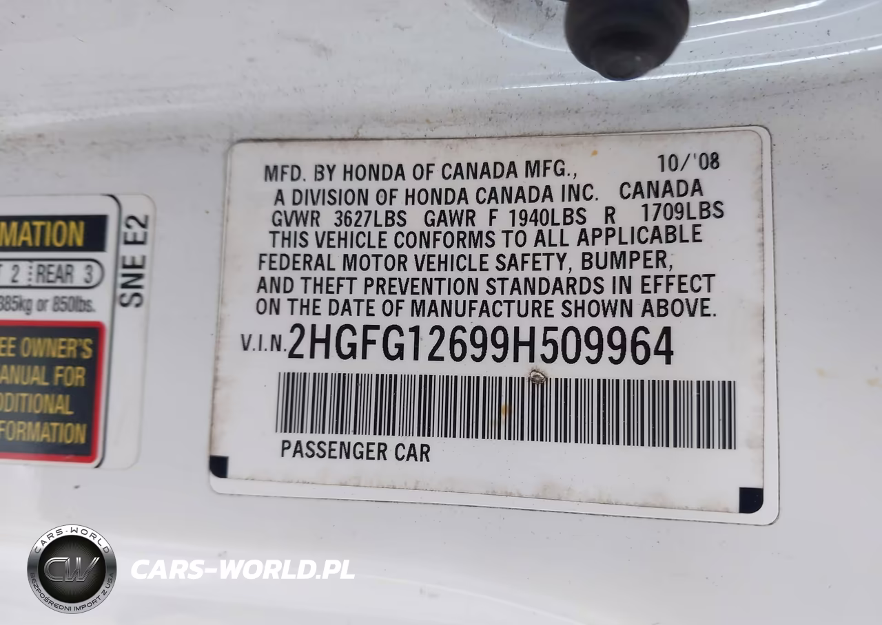 2009 Honda Civic Lx VIN:2HGFG12699H509964 - 9