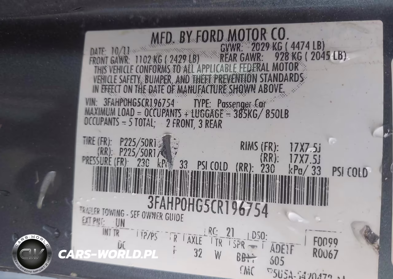2012 Ford Fusion Se VIN:3FAHP0HG5CR196754 - 9