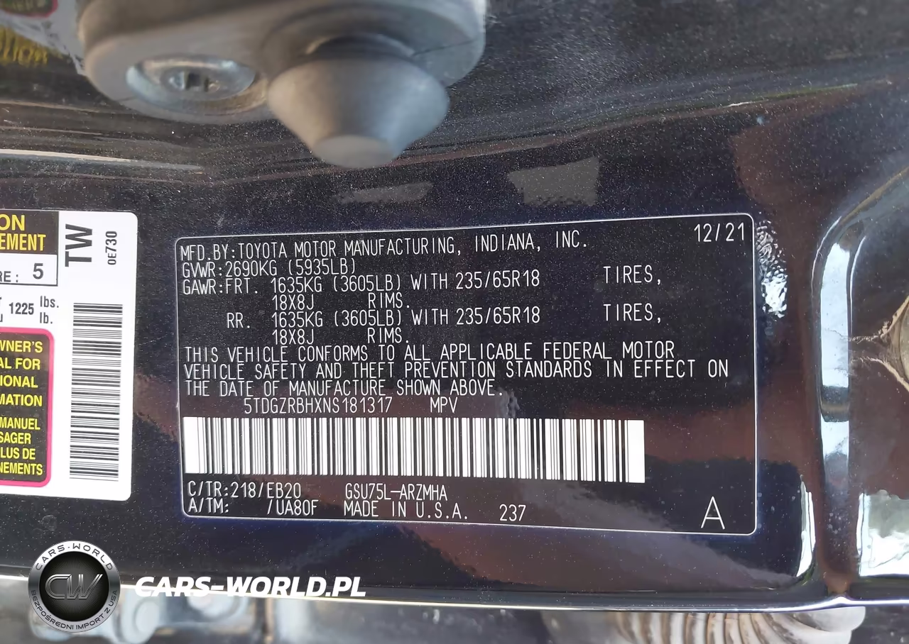2022 Toyota Highlander Xle VIN:5TDGZRBHXNS181317 - 9