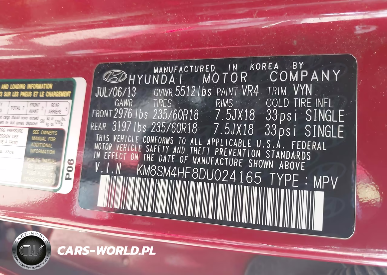 2013 Hyundai Santa Fe Gls VIN:KM8SM4HF8DU024165 - 9