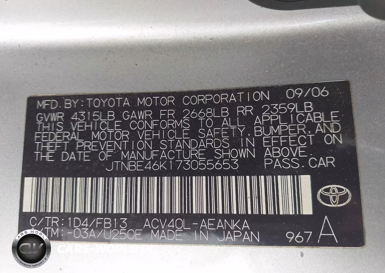 2007 Toyota Camry Le VIN:JTNBE46K173055653 - 9