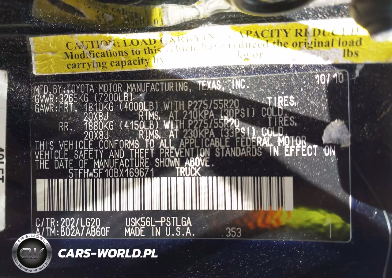 2011 Toyota Tundra Limited 5.7L V8 VIN:5TFHW5F10BX169671 - 9