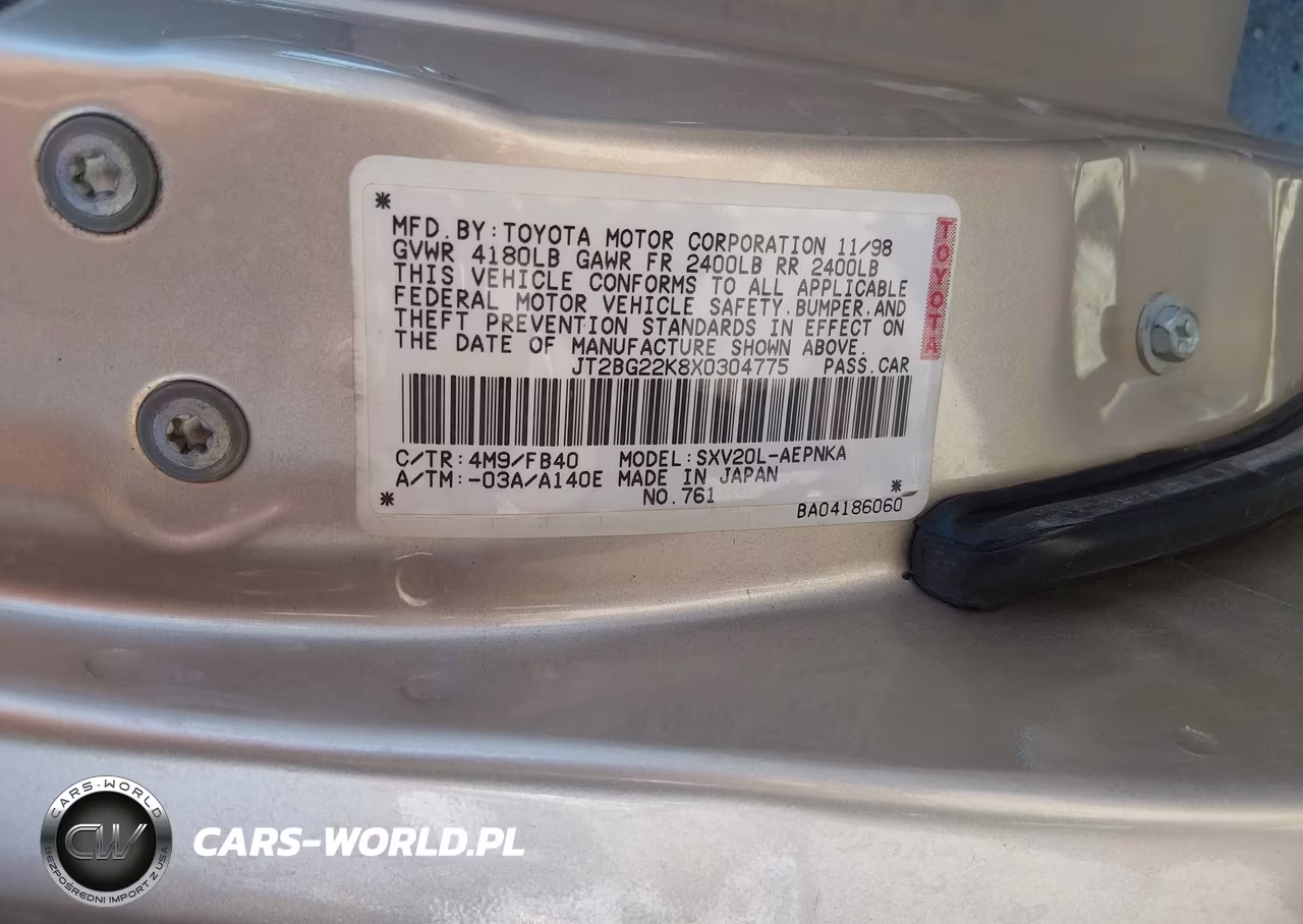 1999 Toyota Camry Le VIN:JT2BG22K8X0304775 - 9