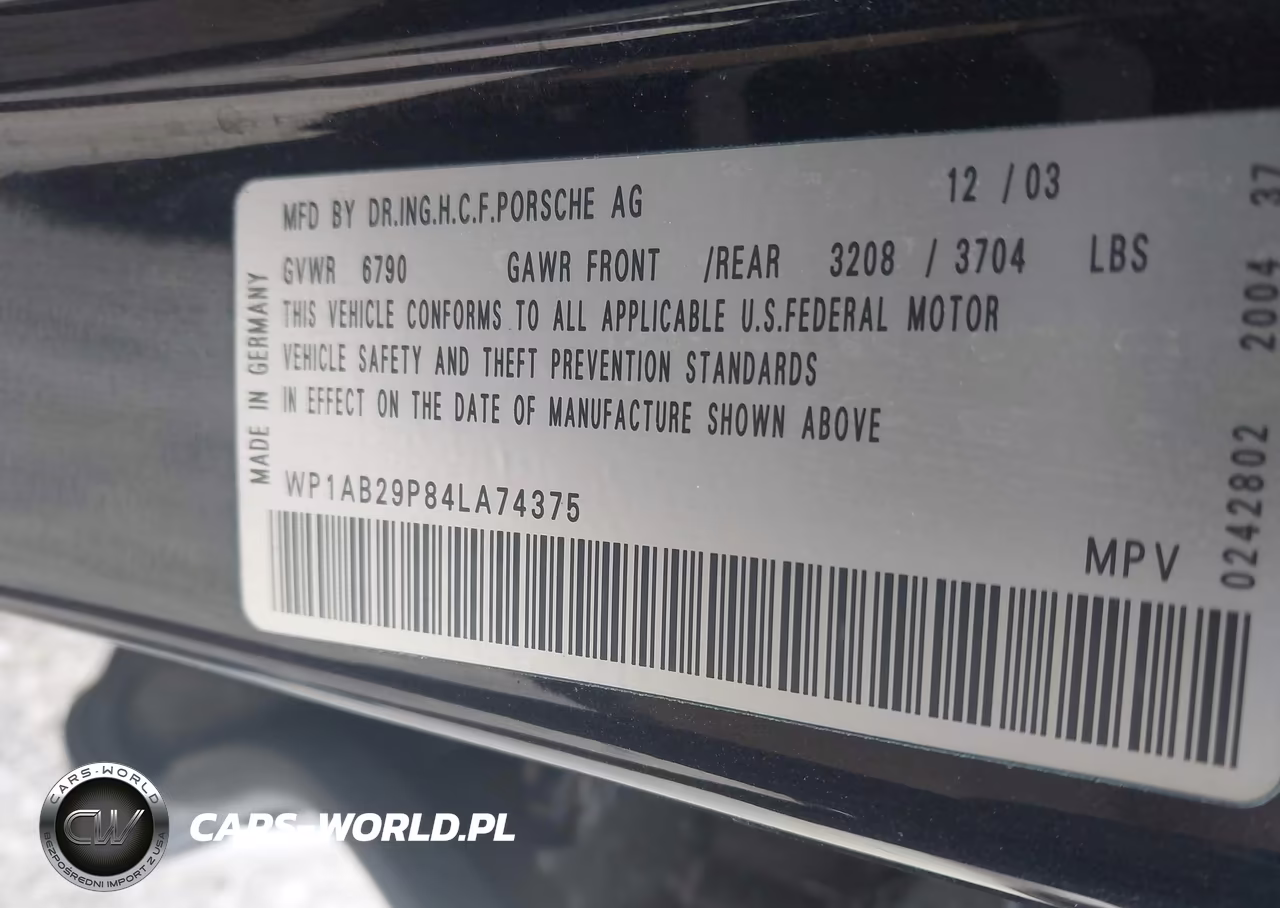 2004 Porsche Cayenne S VIN:WP1AB29P84LA74375 - 9