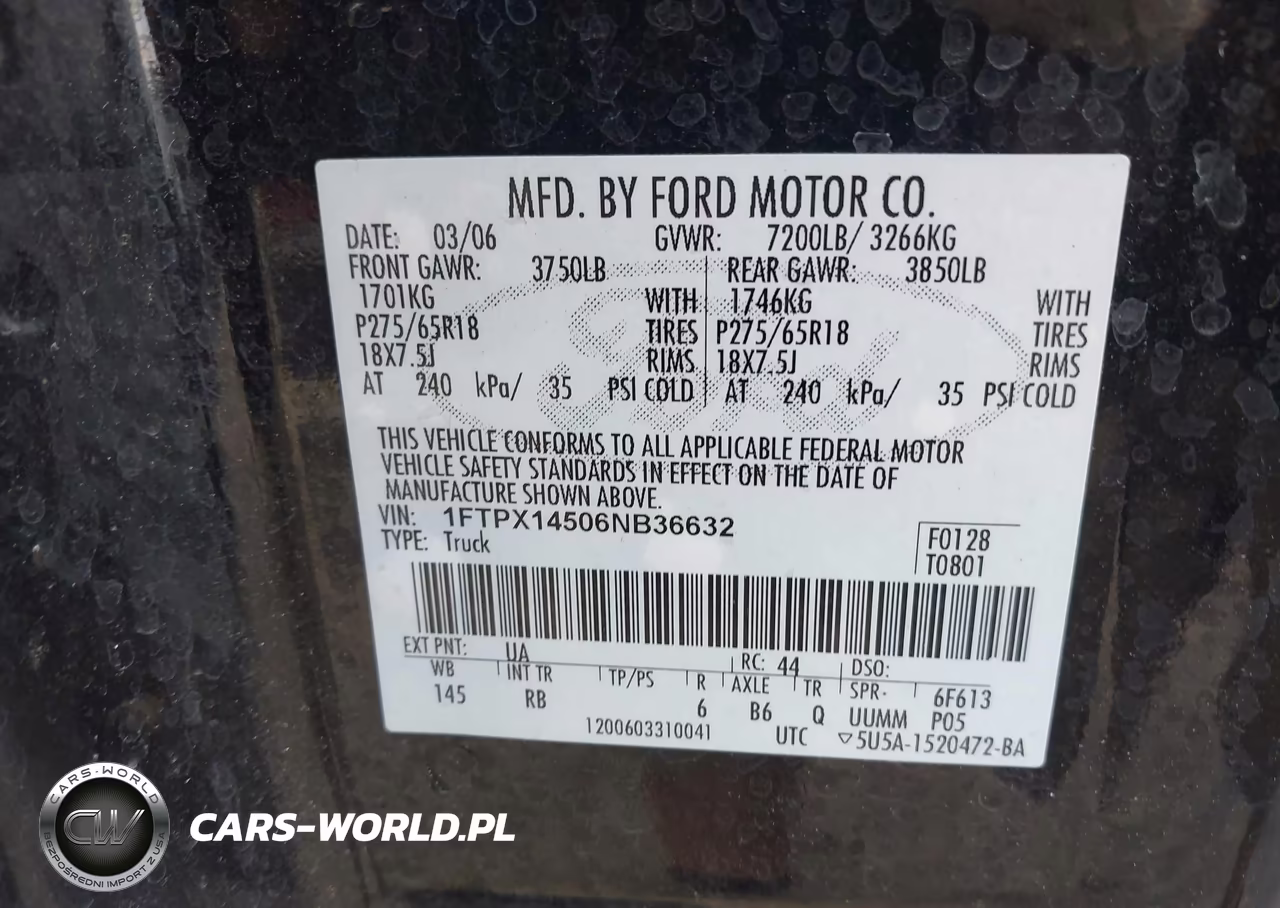2006 Ford F-150 Fx4-Lariat-Xl-Xlt VIN:1FTPX14506NB36632 - 9