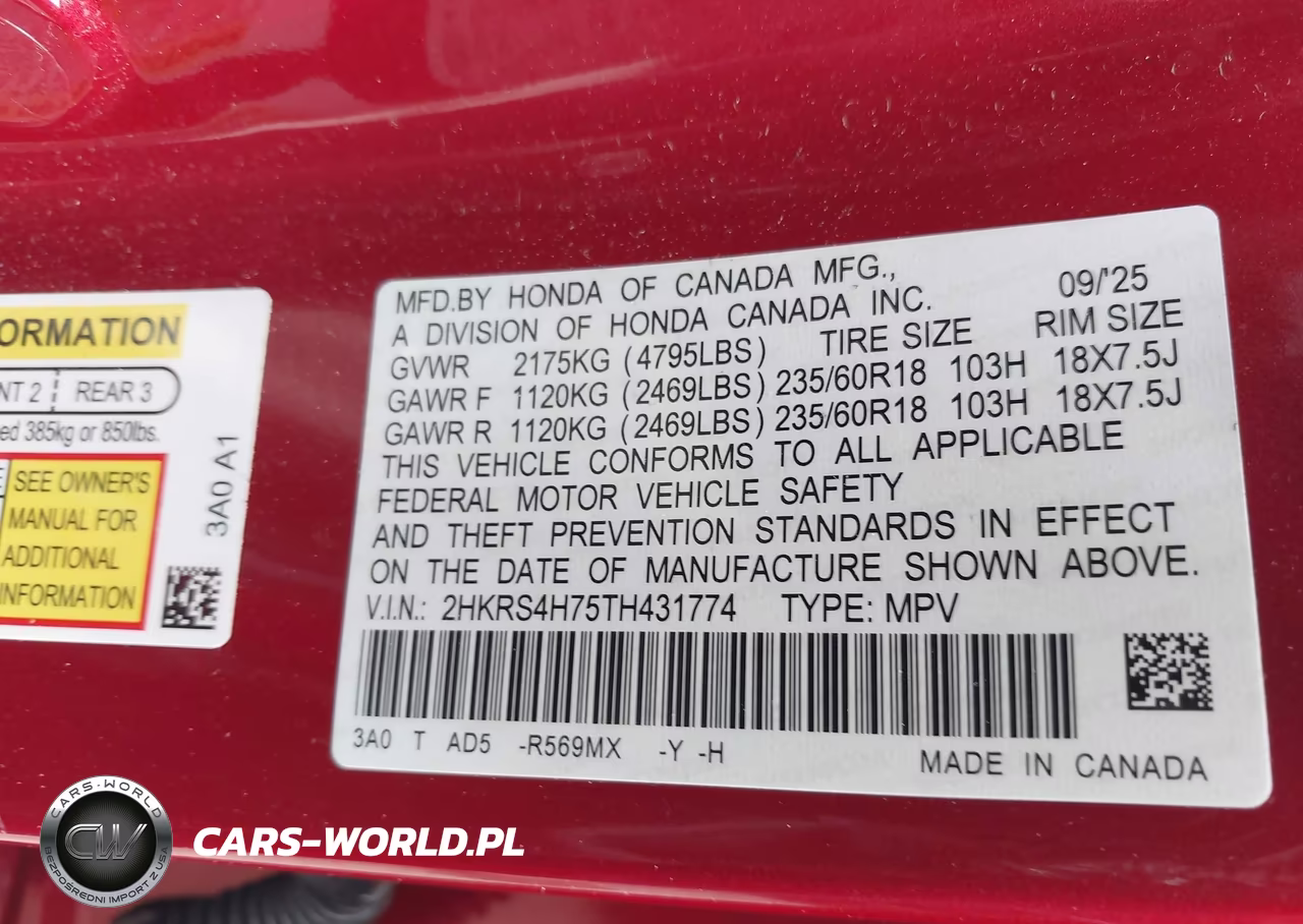 2026 Honda Cr-V Ex-L Awd VIN:2HKRS4H75TH431774 - 9