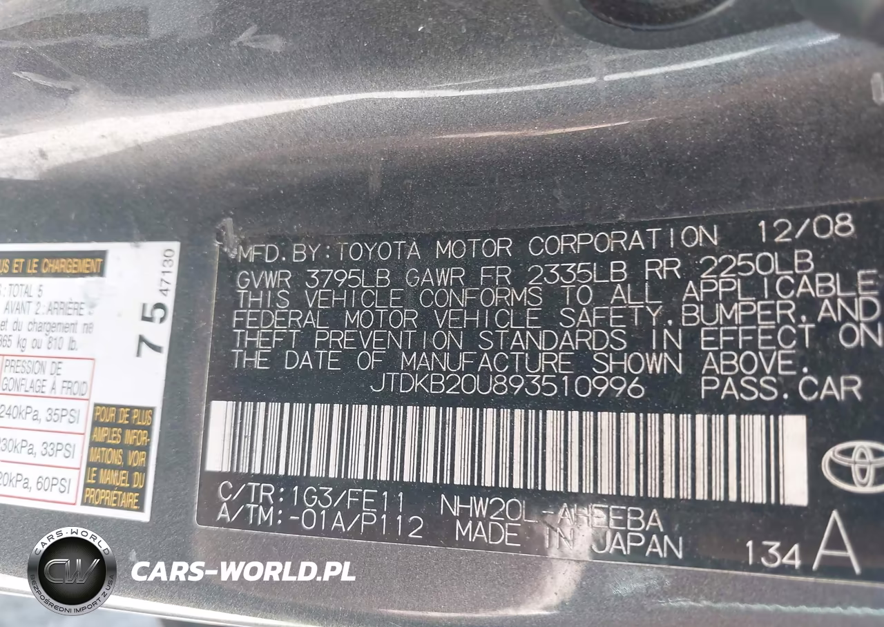 2009 Toyota Prius VIN:JTDKB20U893510996 - 9