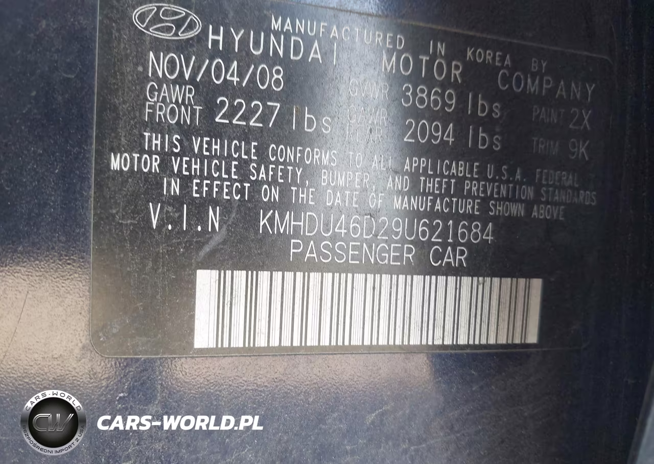 2009 Hyundai Elantra Gls-Se VIN:KMHDU46D29U621684 - 9