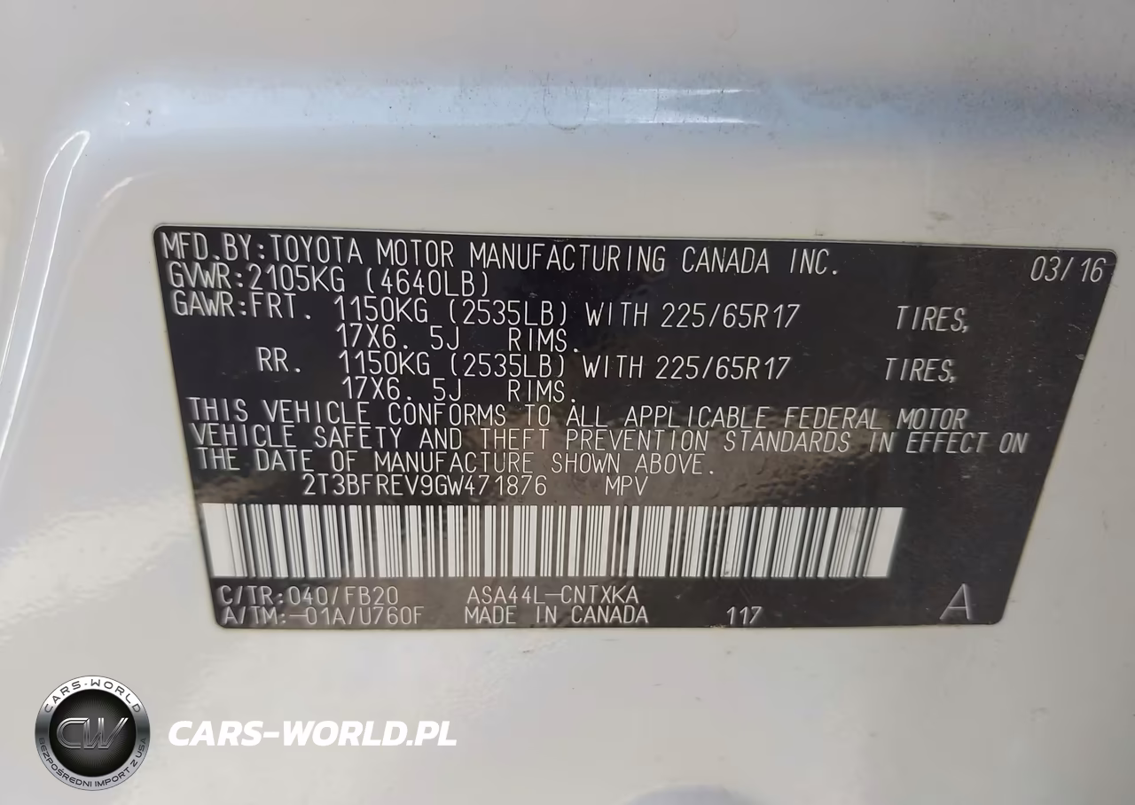 2016 Toyota Rav4 Le VIN:2T3BFREV9GW471876 - 9