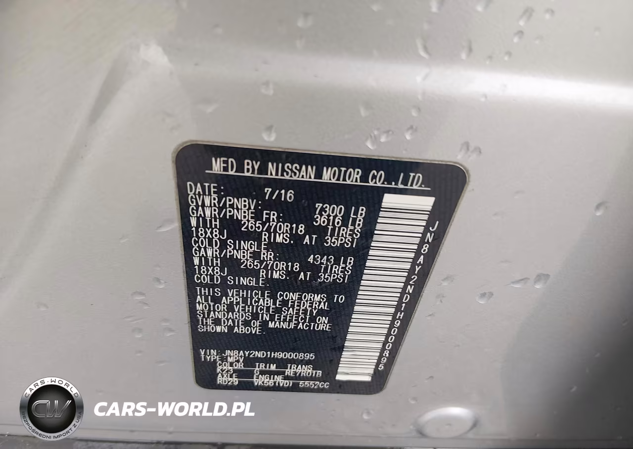2017 Nissan Armada Sv VIN:JN8AY2ND1H9000895 - 9