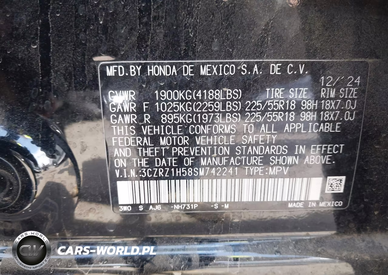 2025 Honda Hr-V 2Wd Sport VIN:3CZRZ1H58SM742241 - 9