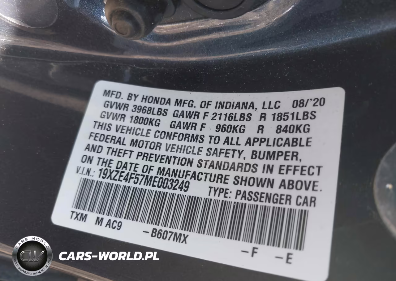 2021 Honda Insight Ex VIN:19XZE4F57ME003249 - 9