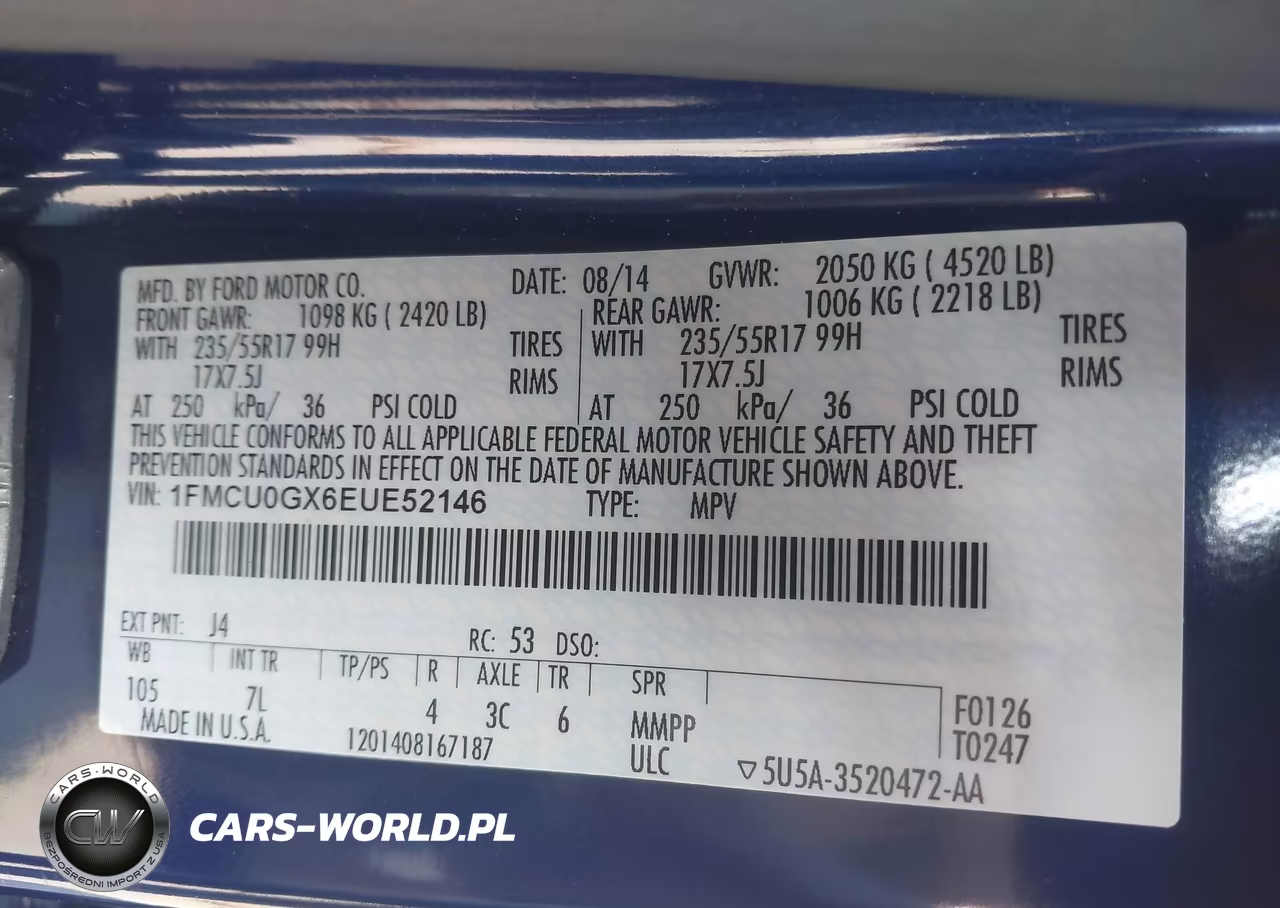 2014 Ford Escape Se VIN:1FMCU0GX6EUE52146 - 9