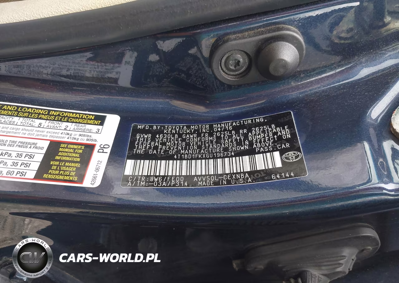 2016 Toyota Camry Hybrid Le VIN:4T1BD1FKXGU196734 - 9