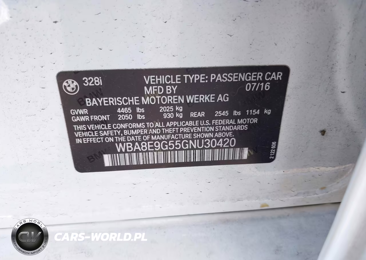 2016 BMW 328I VIN:WBA8E9G55GNU30420 - 9