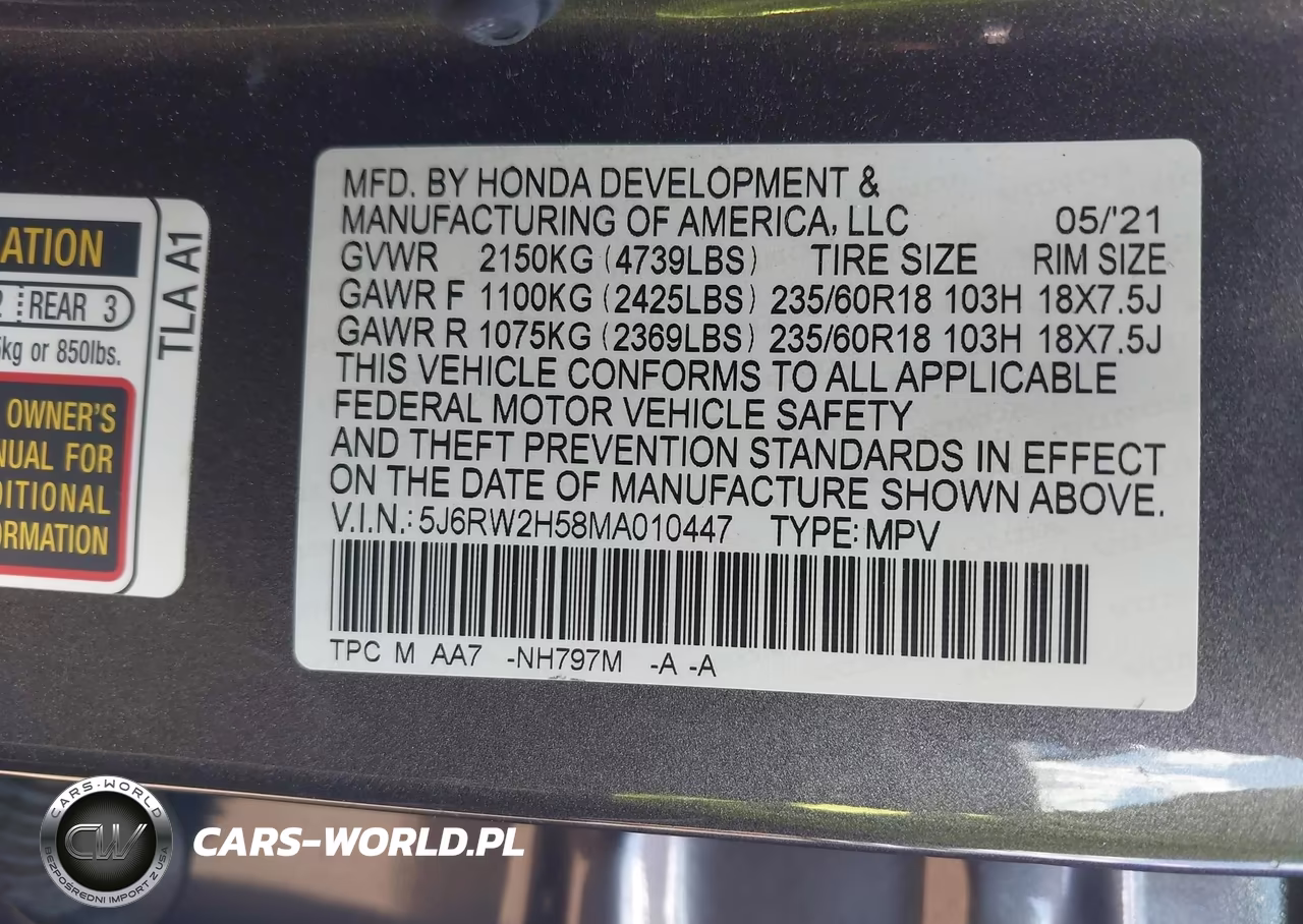 2021 Honda Cr-V Awd Ex VIN:5J6RW2H58MA010447 - 9