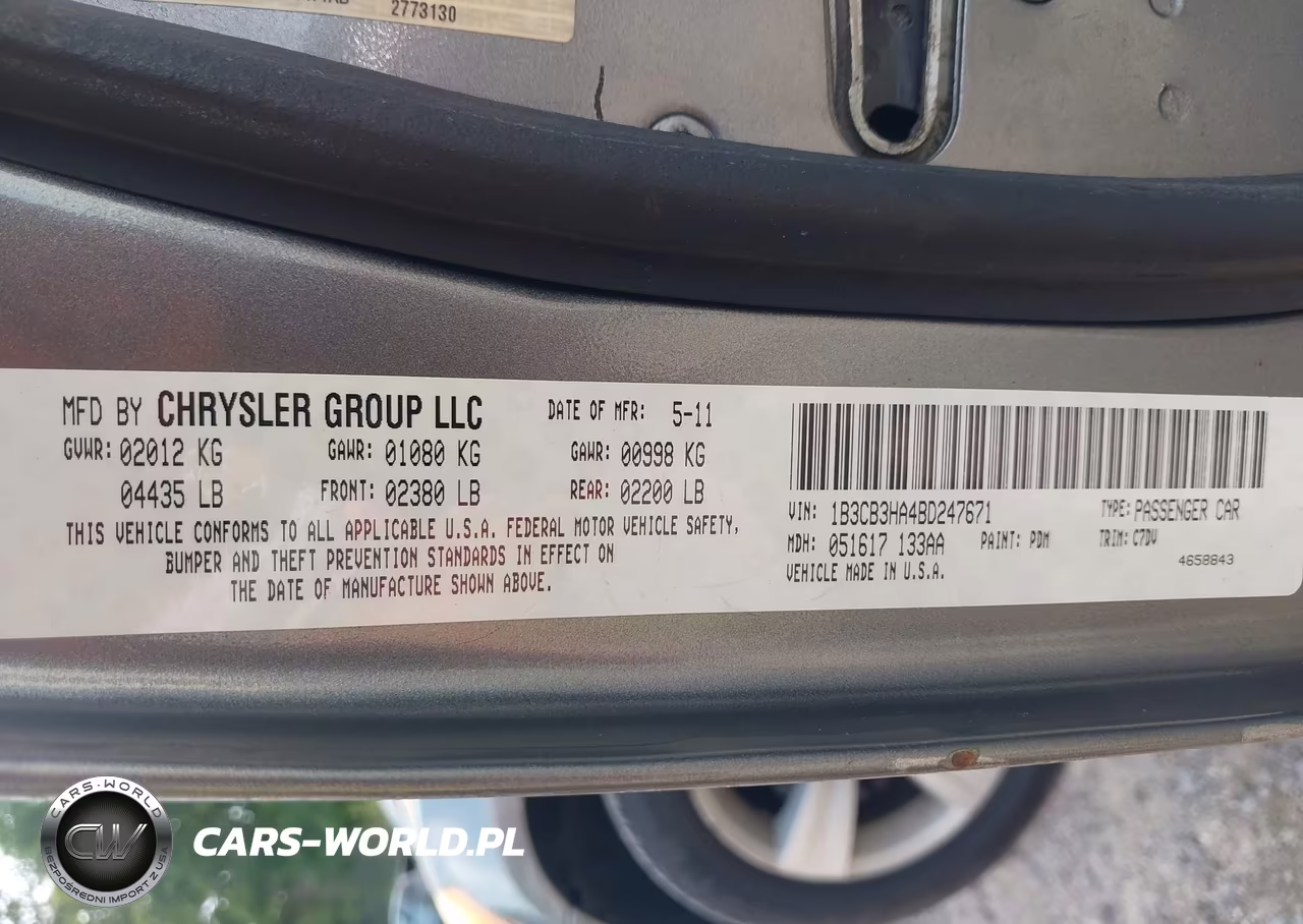 2011 Dodge Caliber Mainstreet VIN:1B3CB3HA4BD247671 - 9