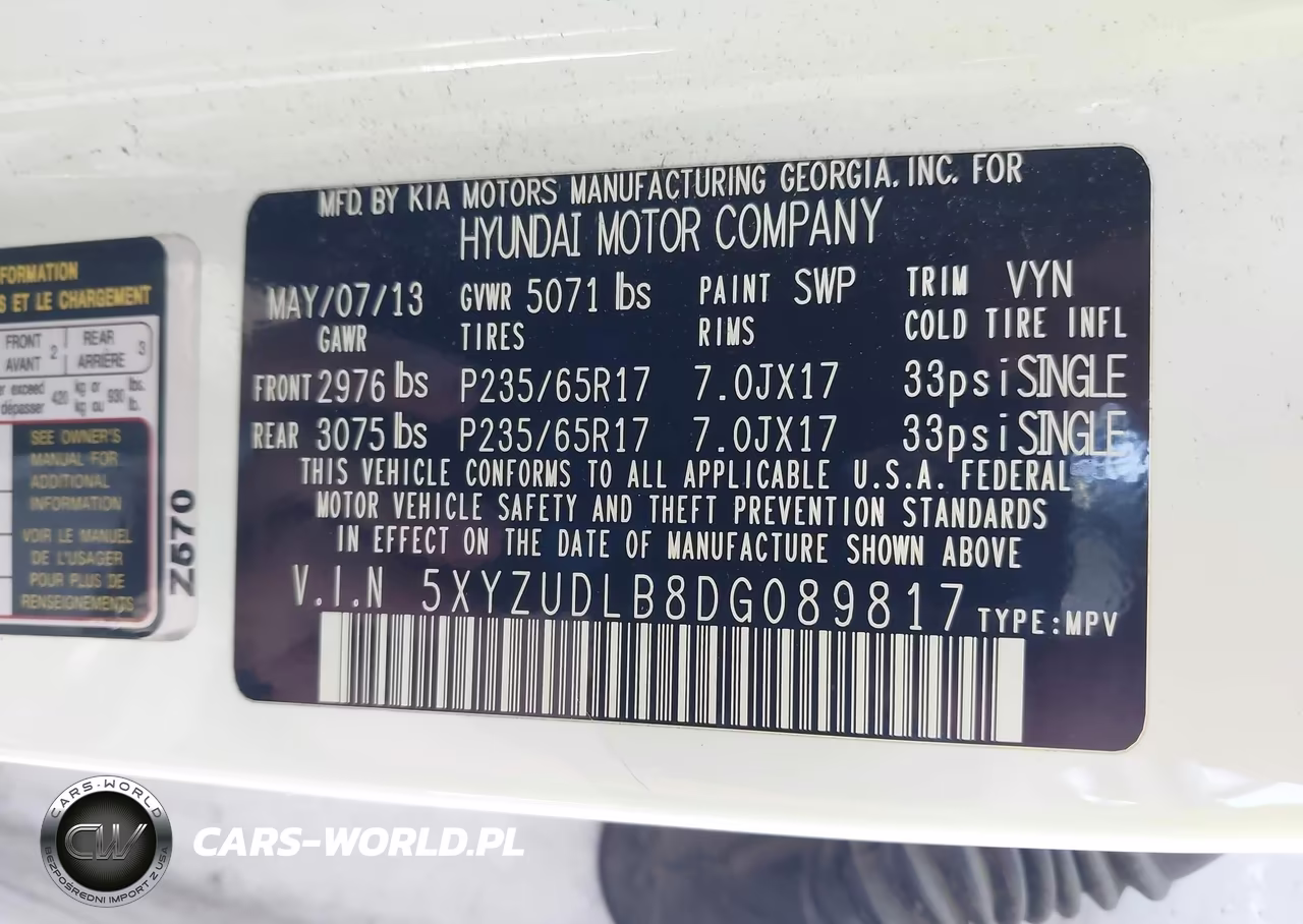 2013 Hyundai Santa Fe Sport VIN:5XYZUDLB8DG089817 - 9