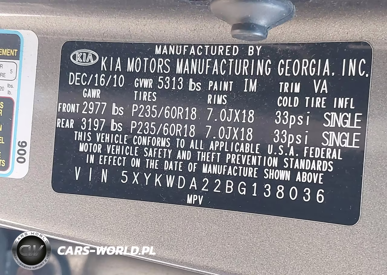 2011 Kia Sorento Sx V6 VIN:5XYKWDA22BG138036 - 9