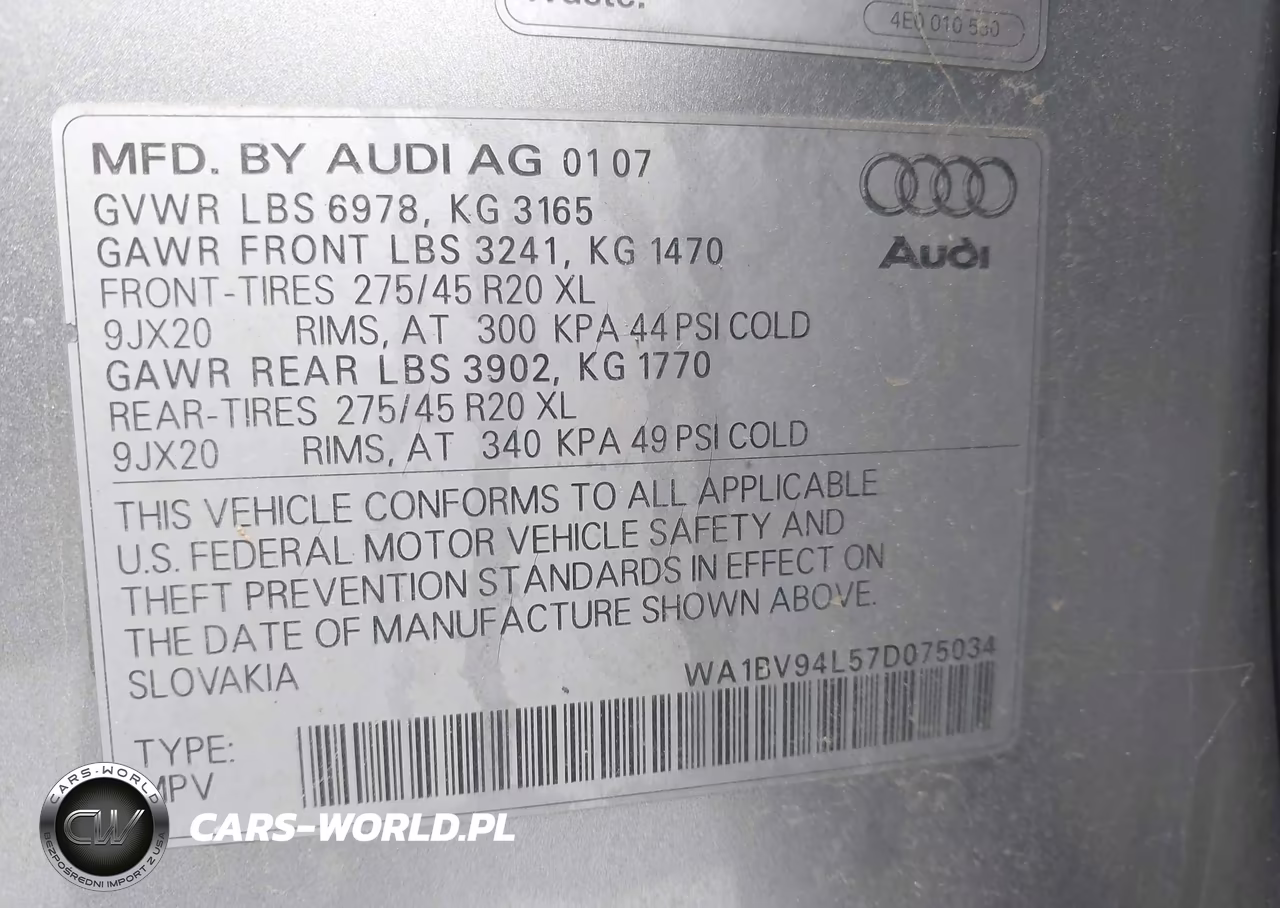 2007 Audi Q7 4.2 Premium VIN:WA1BV94L57D075034 - 9