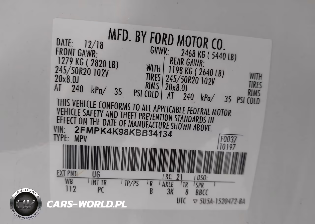 2019 Ford Edge Titanium VIN:2FMPK4K98KBB34134 - 9