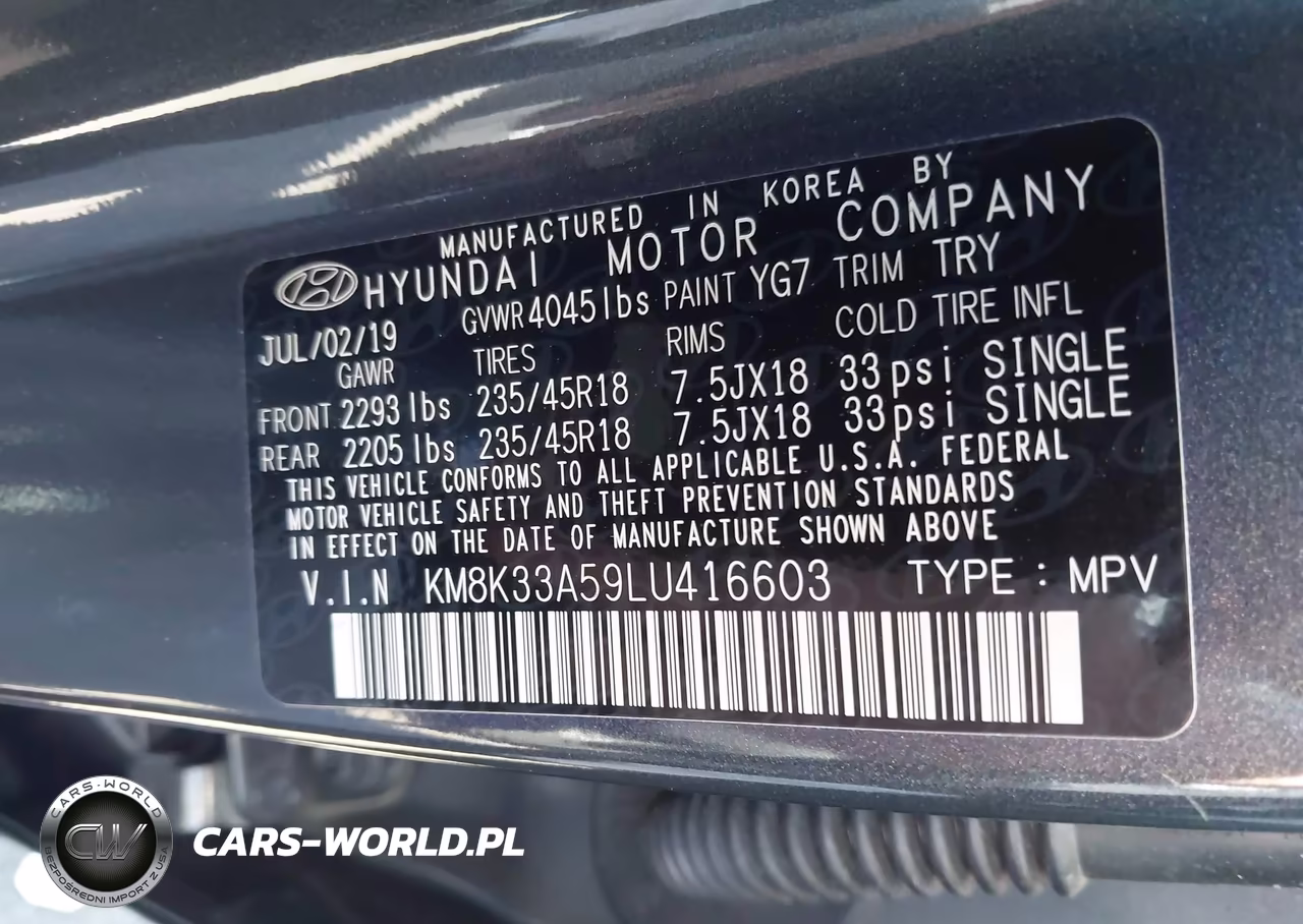 2020 Hyundai Kona Limited VIN:KM8K33A59LU416603 - 9