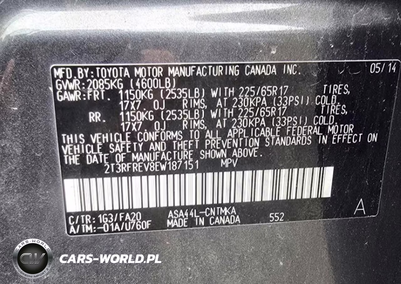 2014 Toyota Rav4 Xle VIN:2T3RFREV8EW187151 - 9