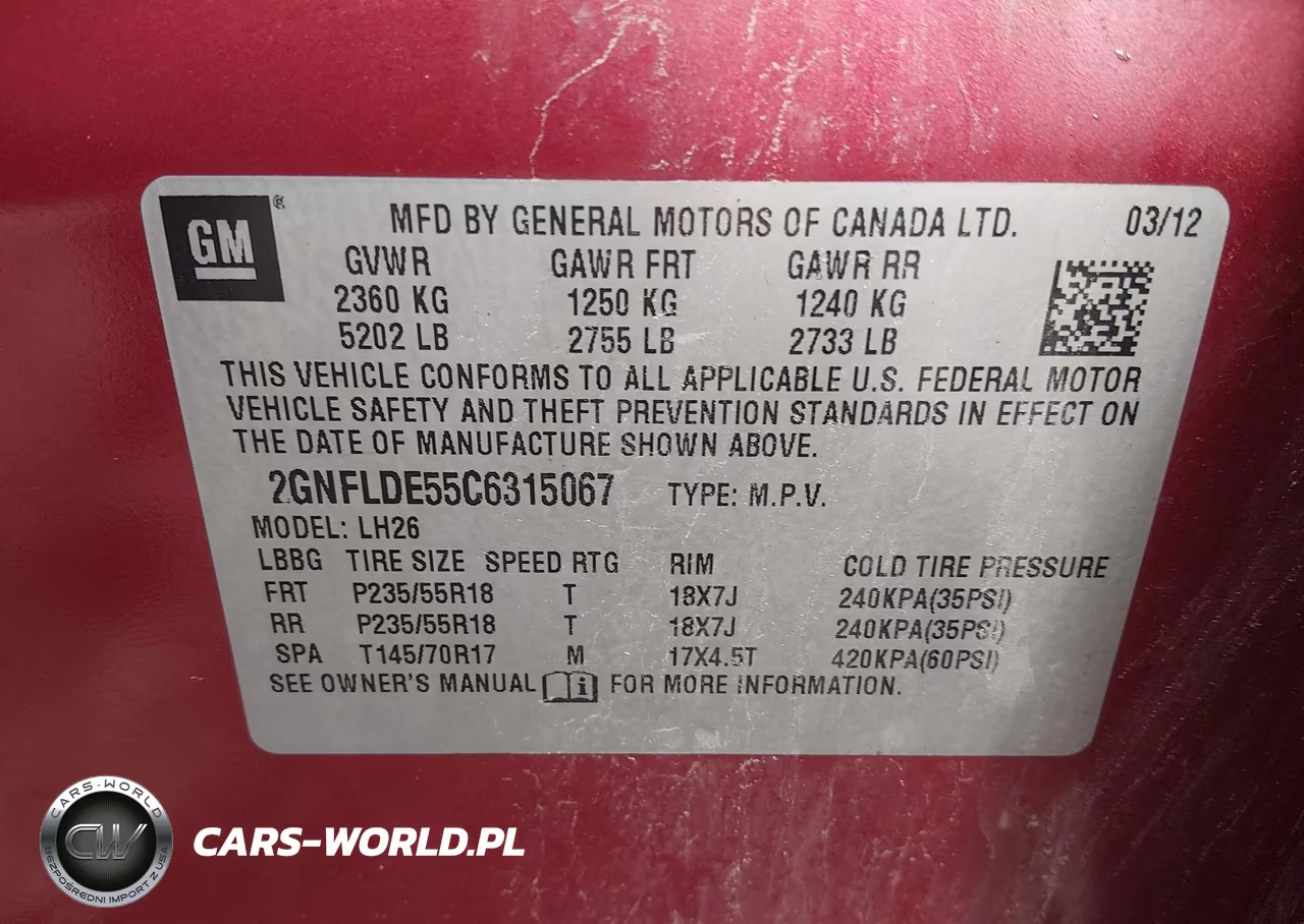 2012 Chevrolet Equinox 1Lt VIN:2GNFLDE55C6315067 - 9