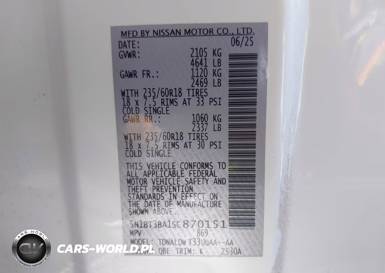 2025 Nissan Rogue Sv Fwd VIN:5N1BT3BA1SC870151 - 9
