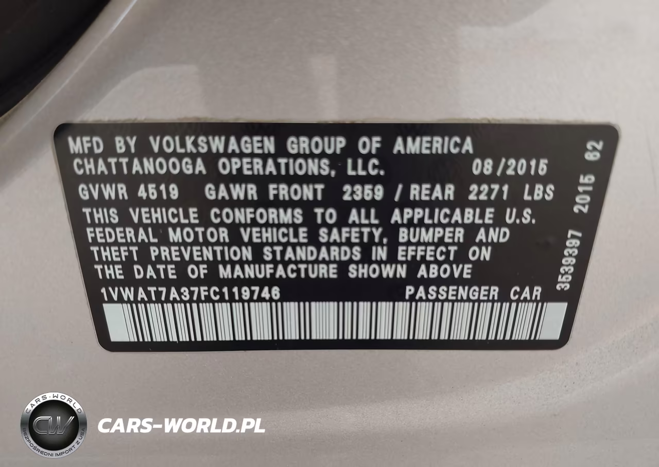 2015 Volkswagen Passat 1.8T Limited Edition VIN:1VWAT7A37FC119746 - 9
