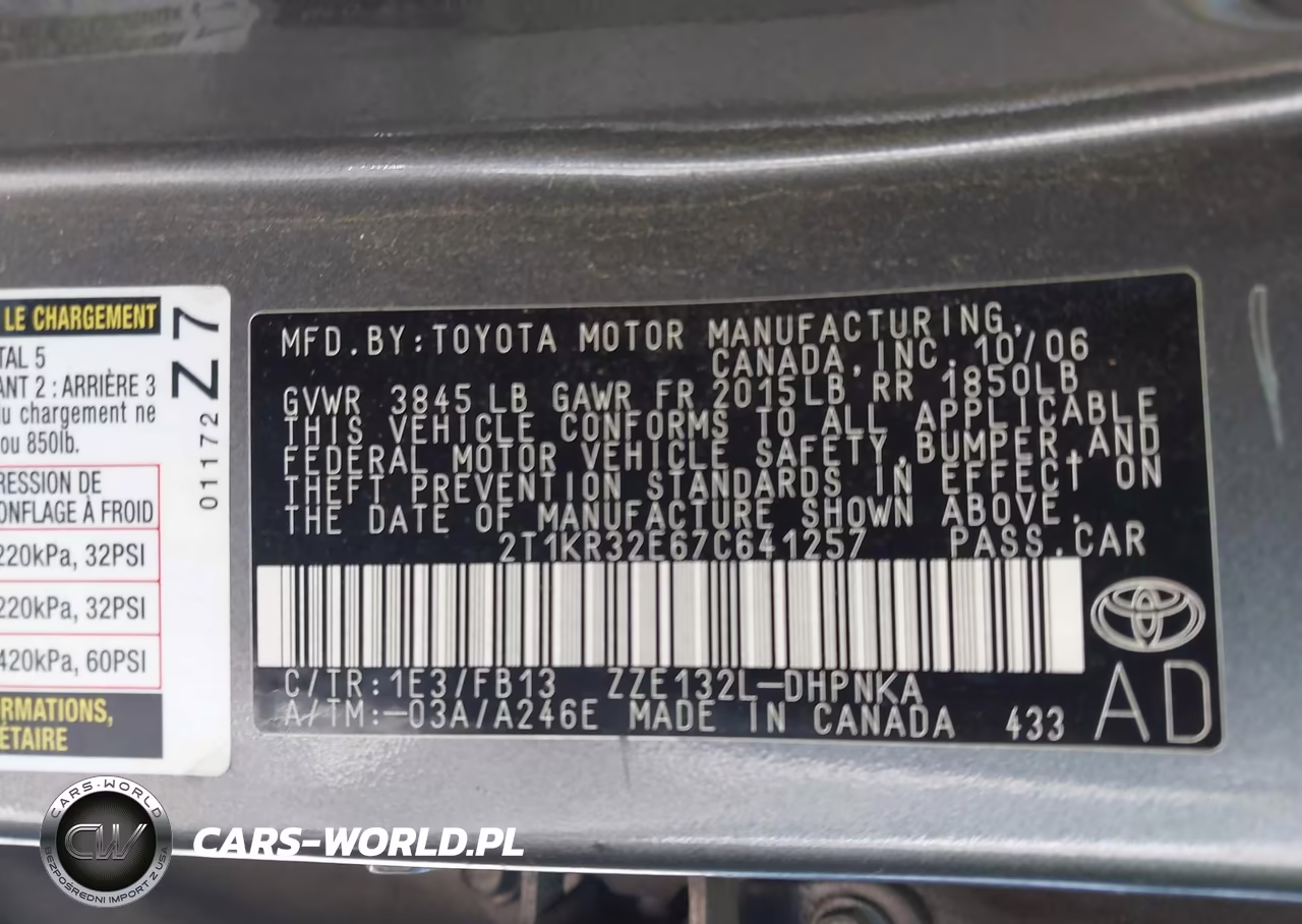 2007 Toyota Matrix Xr VIN:2T1KR32E67C641257 - 9