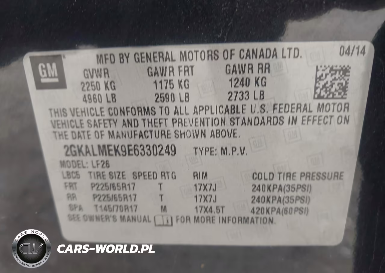 2014 GMC Terrain Sle-1 VIN:2GKALMEK9E6330249 - 9