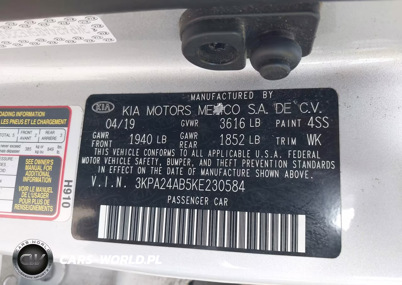 2019 Kia Rio S VIN:3KPA24AB5KE230584 - 9